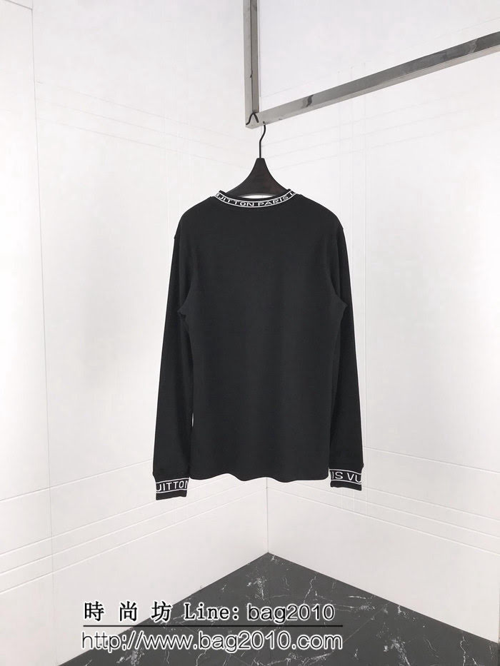 LV路易威登 19SS Virgil 定織字母螺紋 加厚長袖 男款黑色打底 Tee ydi1817
